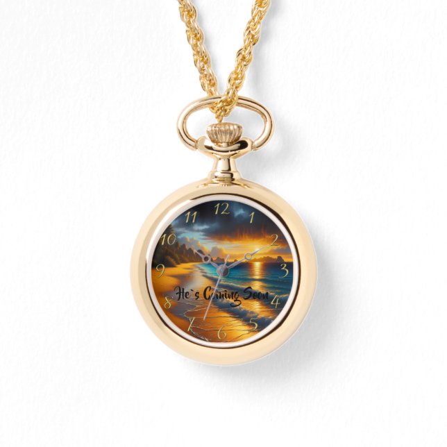 Reloj De Pulsera ÉL VIENE PRONTO océano de fe cristiana (Anverso)