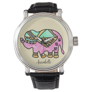 Reloj De Pulsera Elefante acuático colorido