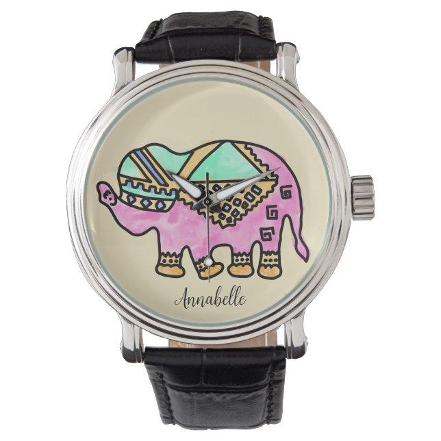 Reloj De Pulsera Elefante acuático colorido (Anverso)