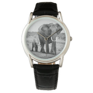 Reloj De Pulsera Elefante africano y ternera   Kenia, África