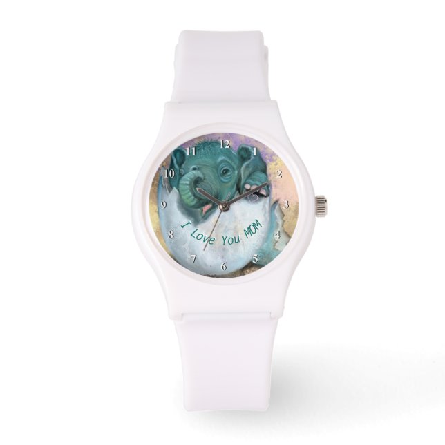 Reloj De Pulsera Elefante Bebé Hatching From Egg - Te Amo MAMÁ (Anverso)