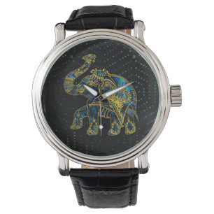 Reloj De Pulsera Elefante capítulo oro en la decoración colorida