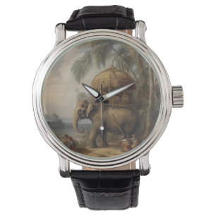Reloj De Pulsera Elefante de escena botánica vintage con howdah tam