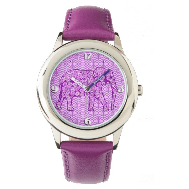 Reloj De Pulsera elefante de flores - ametismo morado (Anverso)