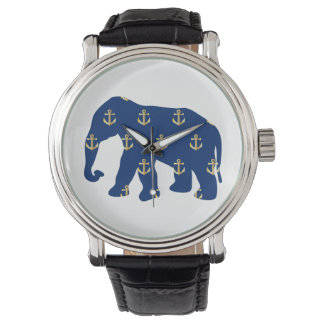 Reloj De Pulsera Elefante de los Anchors dorados