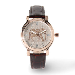 Reloj De Pulsera elefante de remolino fractal - marrón y taupe