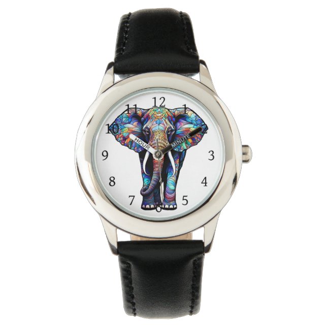 Reloj De Pulsera Elefante de vidrio manchado Multicolor 3 (Anverso)
