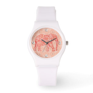 Reloj De Pulsera Elefante del remolino del fractal - naranja
