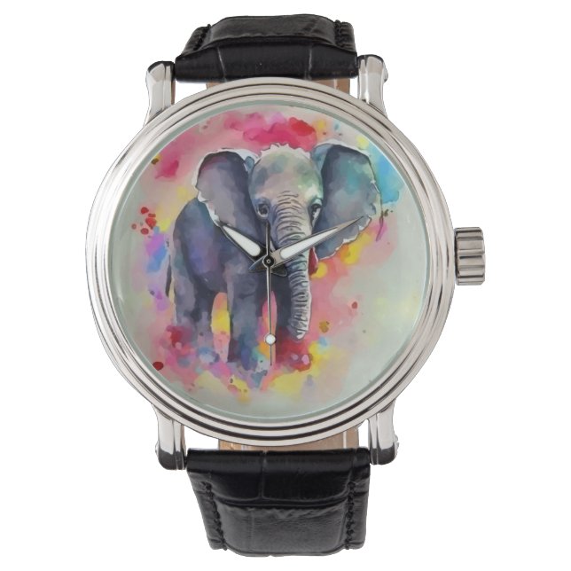 Reloj De Pulsera Elefante en acuarela (Anverso)