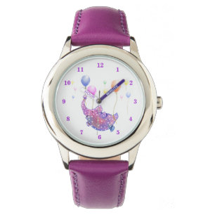 Reloj De Pulsera Elefante estrellado y cortado con globos de colore
