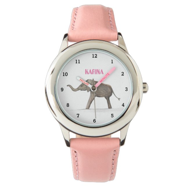 Reloj De Pulsera Elefante Gris Cute Animal Girly Kids (Anverso)