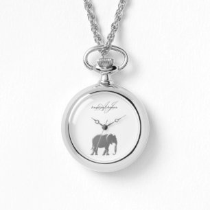 Reloj De Pulsera Elefante Plateado Elegante Monograma Clásico Perso