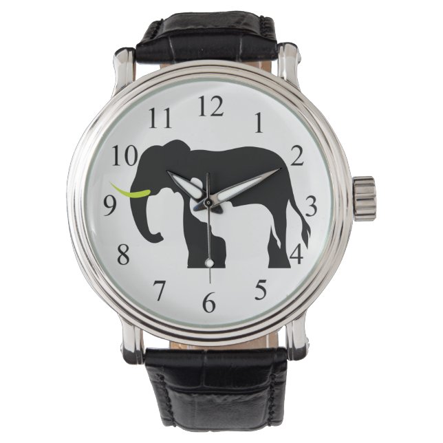 Reloj De Pulsera Elefantes blancos y negros (Anverso)