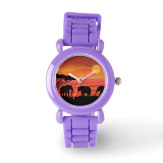 Reloj De Pulsera Elefantes en la puesta de sol de Serengeti