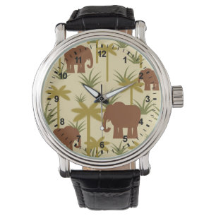 Reloj De Pulsera Elefantes Y Palmeras En Camuflaje