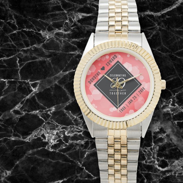 Reloj De Pulsera Elegant 80th Ruby Wedding Anniversary Celebration (Subido por el creador)