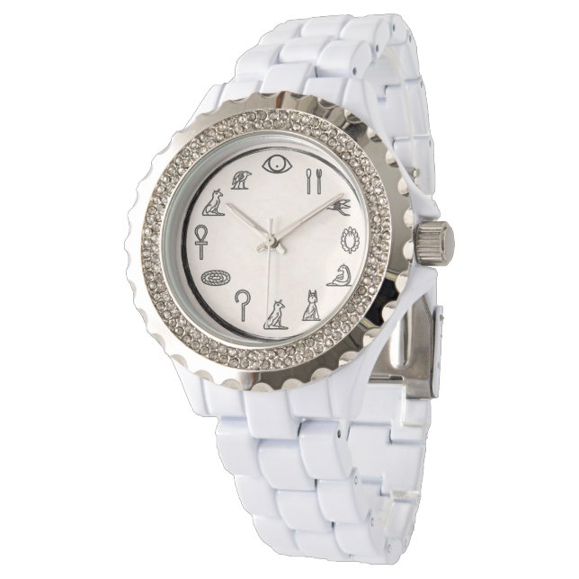 Reloj De Pulsera Elegant Ancient Egyptian Numerals White Watch (Angular)