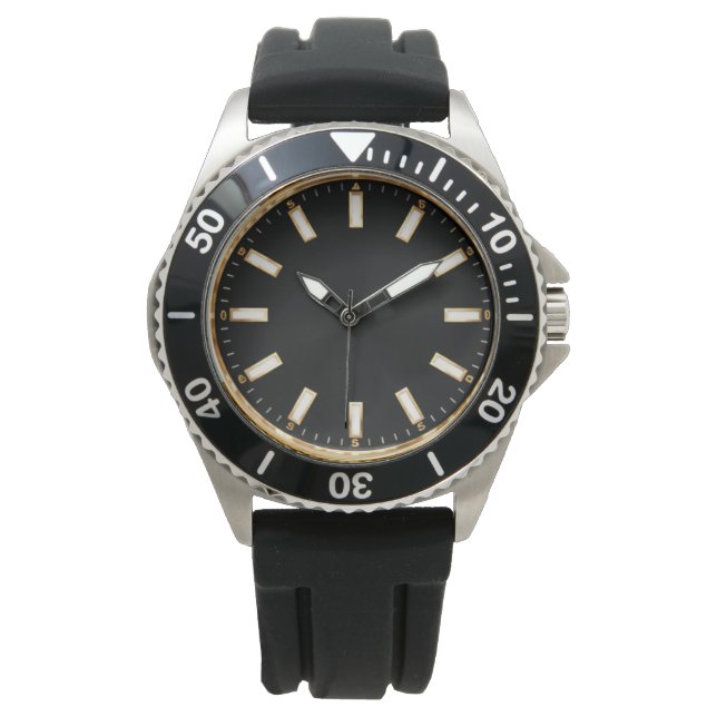Reloj De Pulsera Elegant Black Diver Style Watch Design  (Anverso)