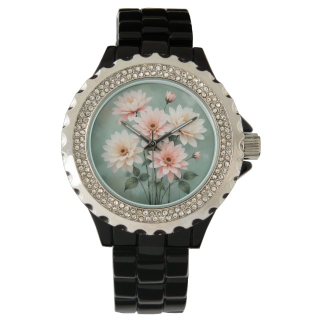 Reloj De Pulsera Elegant Blush Chrysanthemum Art (Anverso)