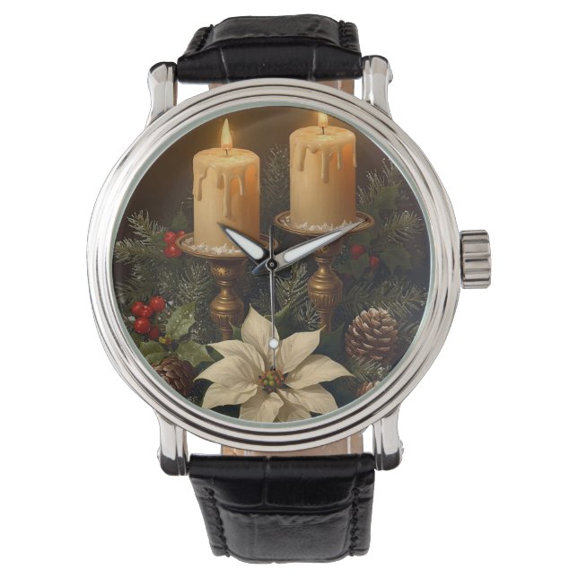 Reloj De Pulsera Elegant candle Christmas festive warm winter (Anverso)