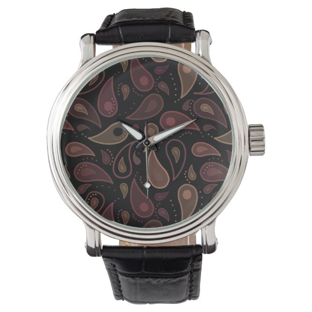 Reloj De Pulsera Elegant Dark Modern Paisley Pattern (Anverso)