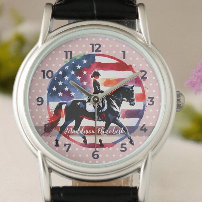 Reloj De Pulsera Elegant Dressage Rider  (Customize sophisticated equestrian designs with names, initials, or special messages!)