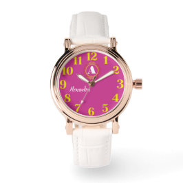 Reloj De Pulsera Elegant Floral Monogram Women’s Name