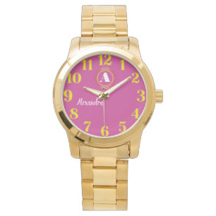 Reloj De Pulsera Elegant Floral Monogram Women’s Name