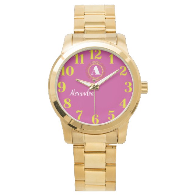 Reloj De Pulsera Elegant Floral Monogram Women’s  Name (Anverso)