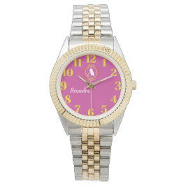 Reloj De Pulsera Elegant Floral Monogram Women’s Name