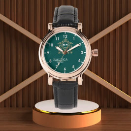 Reloj De Pulsera Elegant Gold Personalized Emerald Green Dial – Cus