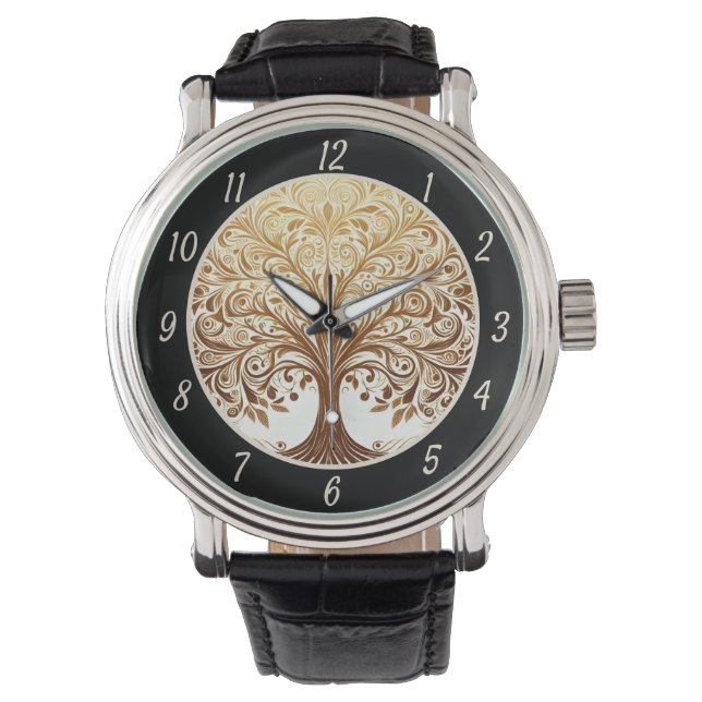 Reloj De Pulsera Elegant Gold Tree of Life Spiritual Zen  (Anverso)