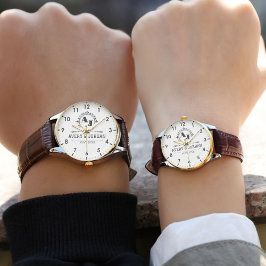 Reloj De Pulsera  Elegant Initials White black Luxury  Monogram