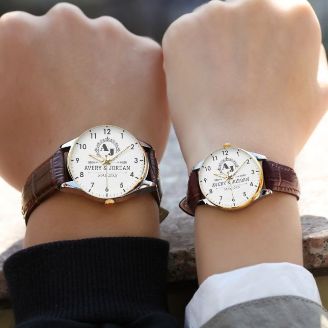 Reloj De Pulsera  Elegant Initials White black Luxury  Monogram (Subido por el creador)