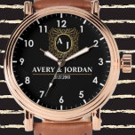Reloj De Pulsera Elegant Luxury couple names Monogram<br><div class="desc">Caouple names custom watch Men and Women luxurious and easy to read, simple design, elegant and stylish, perfect mechanical watch. Couples Watches Specifications💕: His and Hers name Stainless Steel Watch💕: High-quality stainless steel bracelet, durable to use. Equipped with a hidden butterfly buckle, safe and easy to operate, bringing you a...</div>