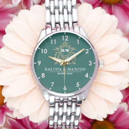 Reloj De Pulsera Elegant Monogram Custom Couple names