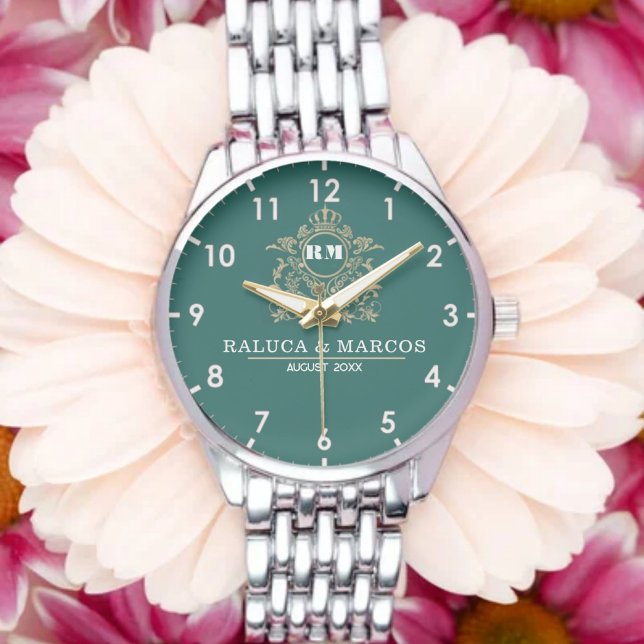 Reloj De Pulsera Elegant Monogram Custom Couple names (Subido por el creador)