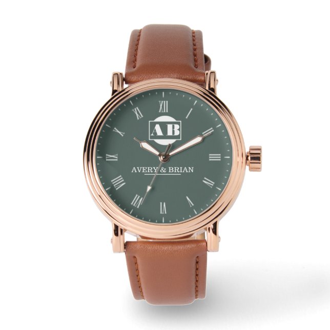 Reloj De Pulsera  Elegant Monogram Personalized Wedding Anniversary (Anverso)