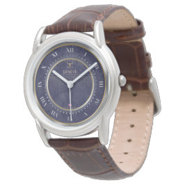 Reloj De Pulsera Elegant Navy Blue Dial Roman Numerals Custom