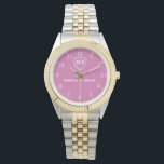 Reloj De Pulsera Elegant Personalized Monogram – Romantic Couple’s<br><div class="desc">Elegant Personalized Monogram – Romantic Couple’s Gift Celebrate love with this custom monogram watch, designed for couples who cherish timeless elegance. Featuring a soft pink background with beautiful white letters, this romantic wedding keepsake is the perfect personalized anniversary gift for newlyweds, engagements, or special milestones. This luxury floral monogram watch...</div>