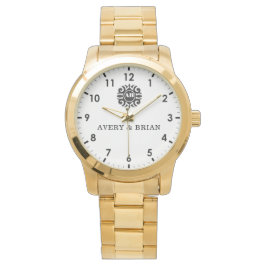 Reloj De Pulsera Elegant Personalized White & Black Monogram custom