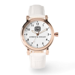 Reloj De Pulsera Elegant Personalized White & Black Monogram custom