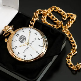 Reloj De Pulsera Elegant Personalized White & Black Monogram custom