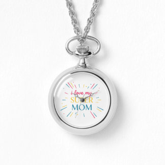 Reloj De Pulsera Elegant Vintage Silver I Love My Super Mom Pocket 