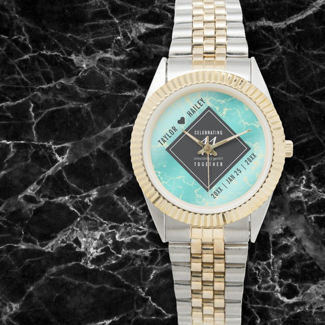 Reloj De Pulsera Elegante 11º Aniversario Boda Turquesa (Subido por el creador)