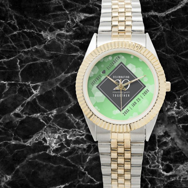 Reloj De Pulsera Elegante 20° Aniversario del Boda Esmeralda (Subido por el creador)