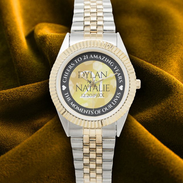 Reloj De Pulsera Elegante 21ª celebración del Aniversario del Boda  (Elegant 21st Brass Wedding Anniversary Wristwatch Cover Photo)