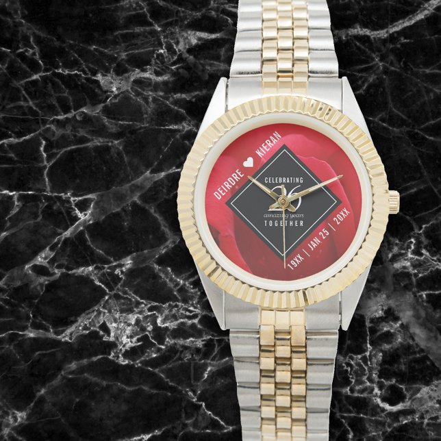 Reloj De Pulsera Elegante 26° Rosa Boda Aniversario (Subido por el creador)
