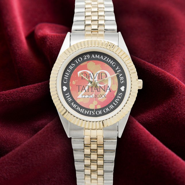 Reloj De Pulsera Elegante 29° Aniversario del Boda de Garnet (Elegant 29th Garnet Wedding Anniversary Wristwatch Cover Photo)