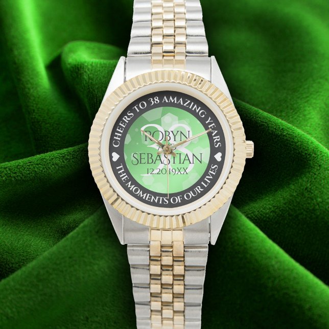 Reloj De Pulsera Elegante 38° aniversario de Boda Esmeralda (Elegant 38th Emerald Wedding Anniversary Wristwatch Cover Photo)